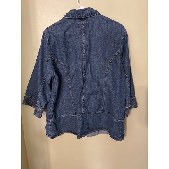 Womens‎ Denim Jacket 1X Button-FrontCJ Banks Cotton 3/4 Sleeves Lightw - Picture 7 of 9